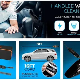 anirudha Portable Corded Handheld 120W 7500PA Double Motor Cyclone Suction 16.4 Ft Corded Car Vacuum Cleaner with Anti-Bacterial Cleaning, 2 in 1 Mopping and Vacuum image 3