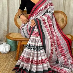 Temple Border Tant Cotton Blend Saree-image-38