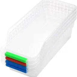 inditradition Plastic Plastic Fridge Organizer Bins - 2 pieces, Transparent Storage Basket image 5