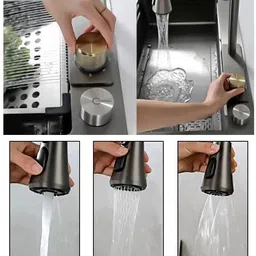 allwinsink Tap with Pullout Cup Washer Single Bowl with Fresh Water Tap (30" x 18" x 9") smart sink for kitchen 304 Grade Stainless Steel Multiuse Multifunction 3 Mode Vessel Sink image 2