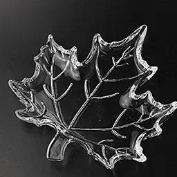 vmpartner Modern Crystal Clear Leaf Shape Glass Tray for Dry Fruits, Serving Plate Tray-picture-31