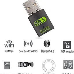 Zeorgia USB Adapter 2-in-1 WiFi + Bluetooth Dual Band Wireless Dongle USB Adapter image 2