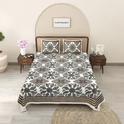 clothology 240 TC Cotton King Jaipuri Prints Flat Bedsheet image 2
