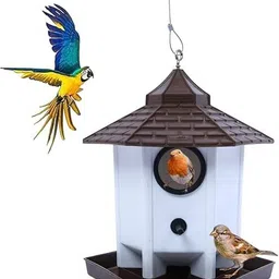garden's need Hut Shape Bird House Brown with Stainless Steel Wire for Gardens & Balconies Bird House-picture-22