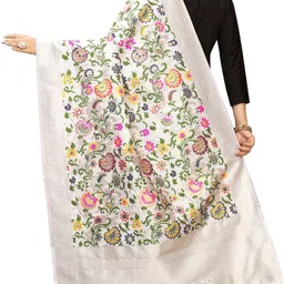 hyphoria Jacquard Woven, Embellished White, Multicolor Women Dupatta image 2