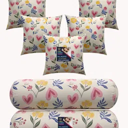 villagers Microfibre Bolster Pack of 7 Floral 5 Cushion and 2 Bolster-picture-13