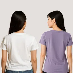 adixus Women Printed Round Neck Polyester Multicolor T-Shirt image 2