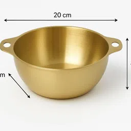 hevasnek Stainless Steel Decorative Bowl Golden wok kadhai image 3
