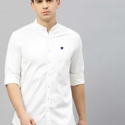 fubar Men Slim Fit Solid Mandarin Collar Casual Shirt image 3