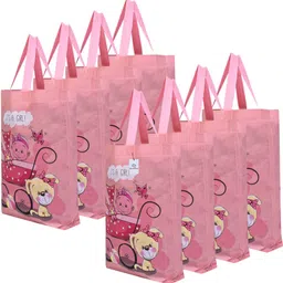 heart home Reusable Girl-Print Shopping Bag With Handle|Pack of 8|Peach Pack of 8 Grocery Bags-picture-12