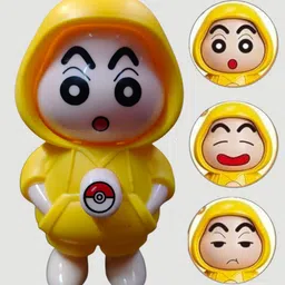 Funny Shinchan Cartoon Desk Collectible Yellow Hoodie Cute Expression Change Toy-image-9