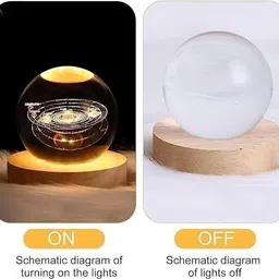 crecklos 3D Dolphin 60mm Crystal Ball Night Light With LED Wooden Base Birthday Gifts Table Lamp image 3