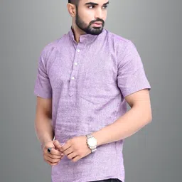 quaclo Men Solid Cotton Blend Straight Kurta image 3