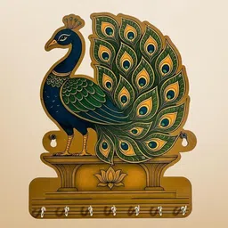 MANCHII MDF Wooden Key Holder – Peacock Design (11x39 inch, Multicolor) Wood Key Holder-picture-29