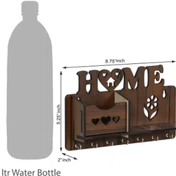 gajkarna creations Key Holder For Wall Home Design Mobile Phone Stand With Side Shelf Wood Key Holder image 4