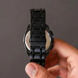 yk internationals Analog Watch - For Men YK Stainless Steel Date Series Men's Black Chain Analog Watch image 4