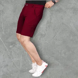 indiclub Self Design Men Maroon Regular Shorts image 3