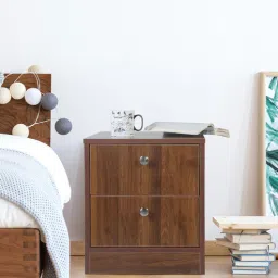 mintwud from pepperfry Den Bedside Table In Columbian Walnut Finish With Drawer-picture-41