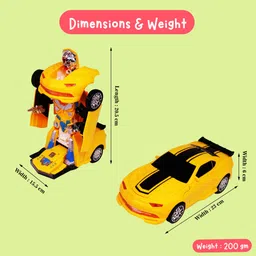 azeena 2in1 Robot Car Toy with Light & Sound for Kids, Robocar Action Figure, Best Gift image 5
