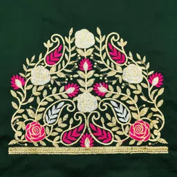 vivida enterprise Unstitched Art Silk Blouse Material Embroidered image 3