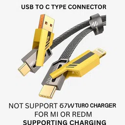 VOOCfiT USB Type C Cable 13 A 1 m Nylon METAL 4 in 1 cable 65W Fast Charging , 27W Compatible for- ios & Android with MFI Certified cable image 2