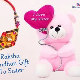 zexsazone Soft push fabric teddy bear with Sister balloon and fully embroidery work - 24 cm-picture-46