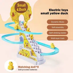 xcillince toys Duck Climbing Stairs Electric Toy with Music and Light – Duck Slide Track image 3
