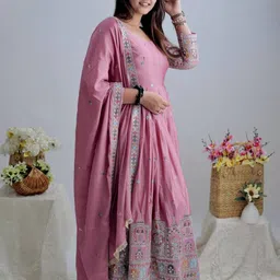 jaldeep fashion Embroidered Cotton Silk Stitched Anarkali Gown image 3