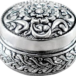 kmj Pure Silver sindoor Box/dani with antique work for Women, kumkum Box Decorative Showpiece-3 cm image 1