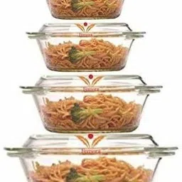 femora Glass Casserole, Set of 4, 700 ml, 1000 ml, 1550 ml, 2000 ml Pack of 4 Serve Casserole Set-picture-25