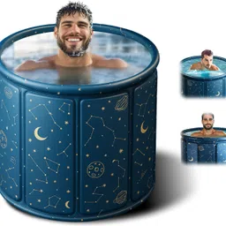 bathremedy Inflatable Bath Tub for Adults Foldable SPA Tub for Bathroom | Thickened Insulated Ice Bath Tub with Drainage Hole | Portable Soaking Tub (Blue Galaxy) Free-standing Bathtub-picture-11