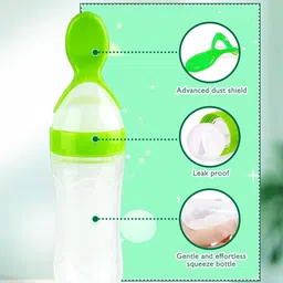 mahirat Baby Squeezy Food Grade Silicone Feeder Bottle with Spoon Feeder For Baby 90ml Feeder-picture-19