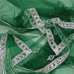 hettara Net Embellished Dark Green Women Dupatta image 3