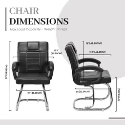 kithania Ergonomic Visitor/Study/Office Home Reception Chair padded arms, carry 125 kg Leather Office Executive Chair image 3