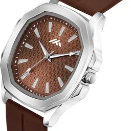 wholfin Stylish Square Brown Dial with Black Silicone Strap for Casual & Sports Wear Analog Watch - For Men MT_64 image 2