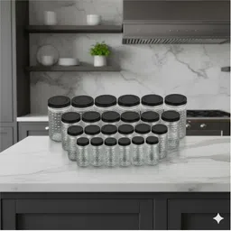 Utensil Kitchen Rack 24 Pcs Compact & Trendy Jar Set Durable Plastic Plastic-image-3
