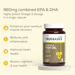 truebasics Omega-3 Fish Oil Triple Strength, 560mg EPA & 400mg DHA (120 No) image 5