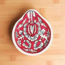 malaikah 1001_Red Mughal Round Spoon Rest Pack Of 3 Ceramic Table Spoon Set image 3