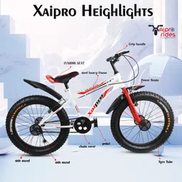xaipro 20T SEMIFAT WHITE AND RED PREMIUM CYCLE FOR KIDS 5 TO 9 YEAR GIRLS AND BOYS 20 T (inch) Fat Tyre Cycle image 3