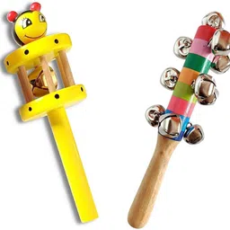 authfort Wooden Non Toxic Colourful Rattle Toys for New Born Baby, Musical Infant Toy, Teether for Babies, Toddler, Child (Set of 2 )-picture-24