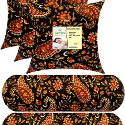 actos Combo Set Of 3 Cushion And 2 Microfibre Floral Bolster Pack of 5-picture-15
