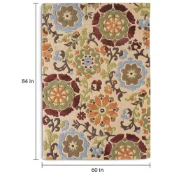 joyrugs by littlelooms Buy Multicolor Wool And Art Silk Floral 5 x 7 Feet Hand Tufted Carpet image 3