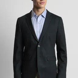 peter england Men Checkered Single Breasted Formal Blazer image 1