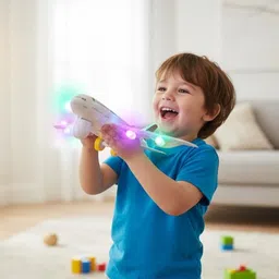 papaspace Aeroplane Toy for Kids Battery Operated with Light Sound Bump and Go Action image 5