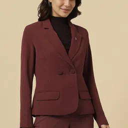 allen solly Women Solid Single Breasted Formal Blazer image 4