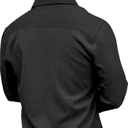 khushi creation Men Regular Fit Solid Curved Collar Casual Shirt image 2