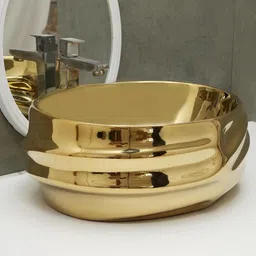 hisre Basin For Bathroom Jinbio ceramic Wash basin Luxurious Beutyfull Table Top Bathroom Sink (19 x 14.5 x 5 Inch), Style - 4 Table Top Basin image 2