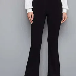 next one Women Flared Black Lycra Blend Trousers-picture-26