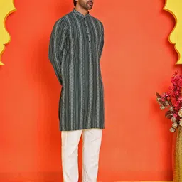 jompers Men Pure Cotton Kurta Pyjama Set image 4