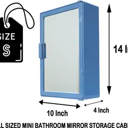 epraiser Navy Blue Mirror Storage Wall Cabinet for Bathroom Kitchen Medicines Makeup Multiuse Multipurpose, Wall Hung Storage Accessories, With Mirror, SMALL SIZE MINI Shelf Bracket image 2